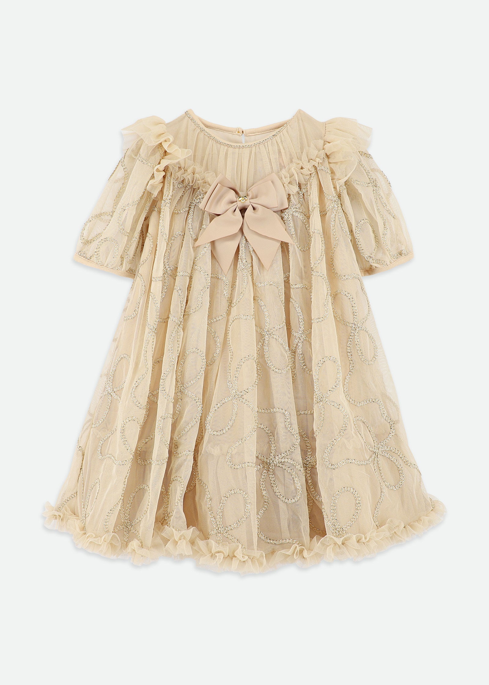 Isabella 3D Chain Tulle Dress Gold