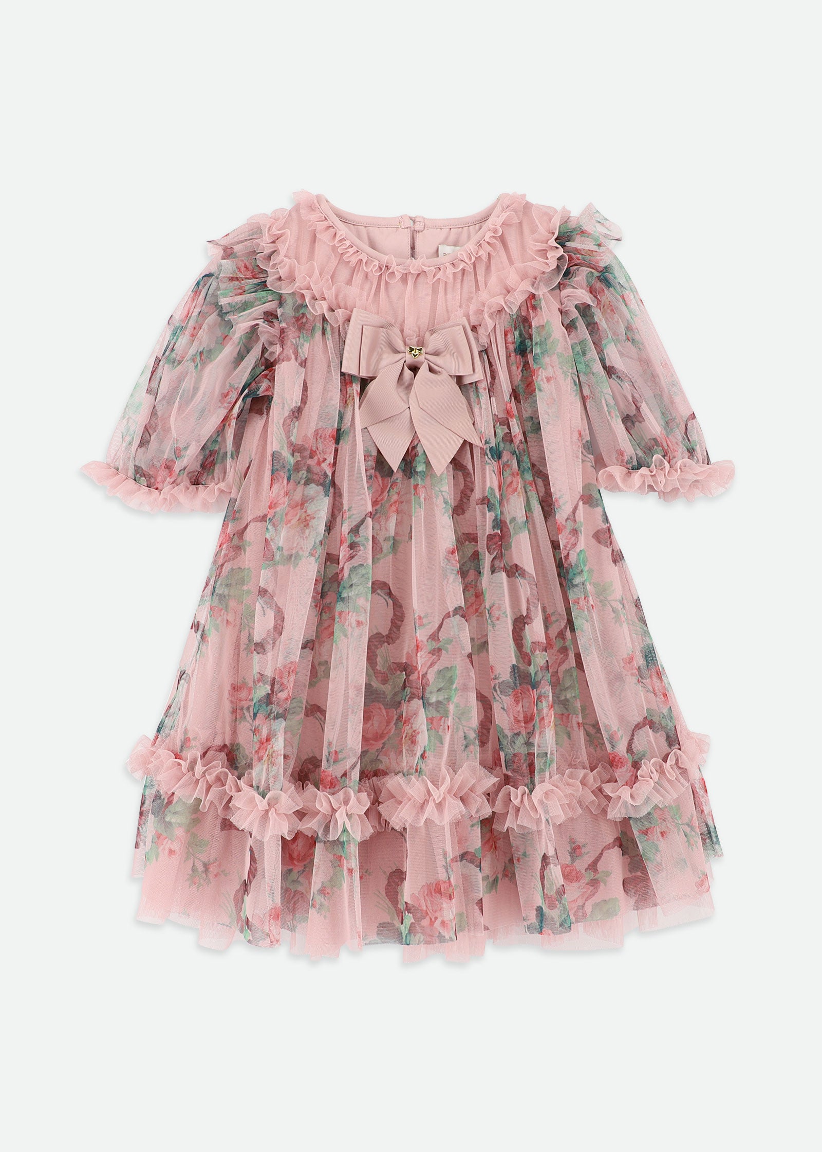 Isabella Ribbon And Roses Tulle Dres Vintage Rose