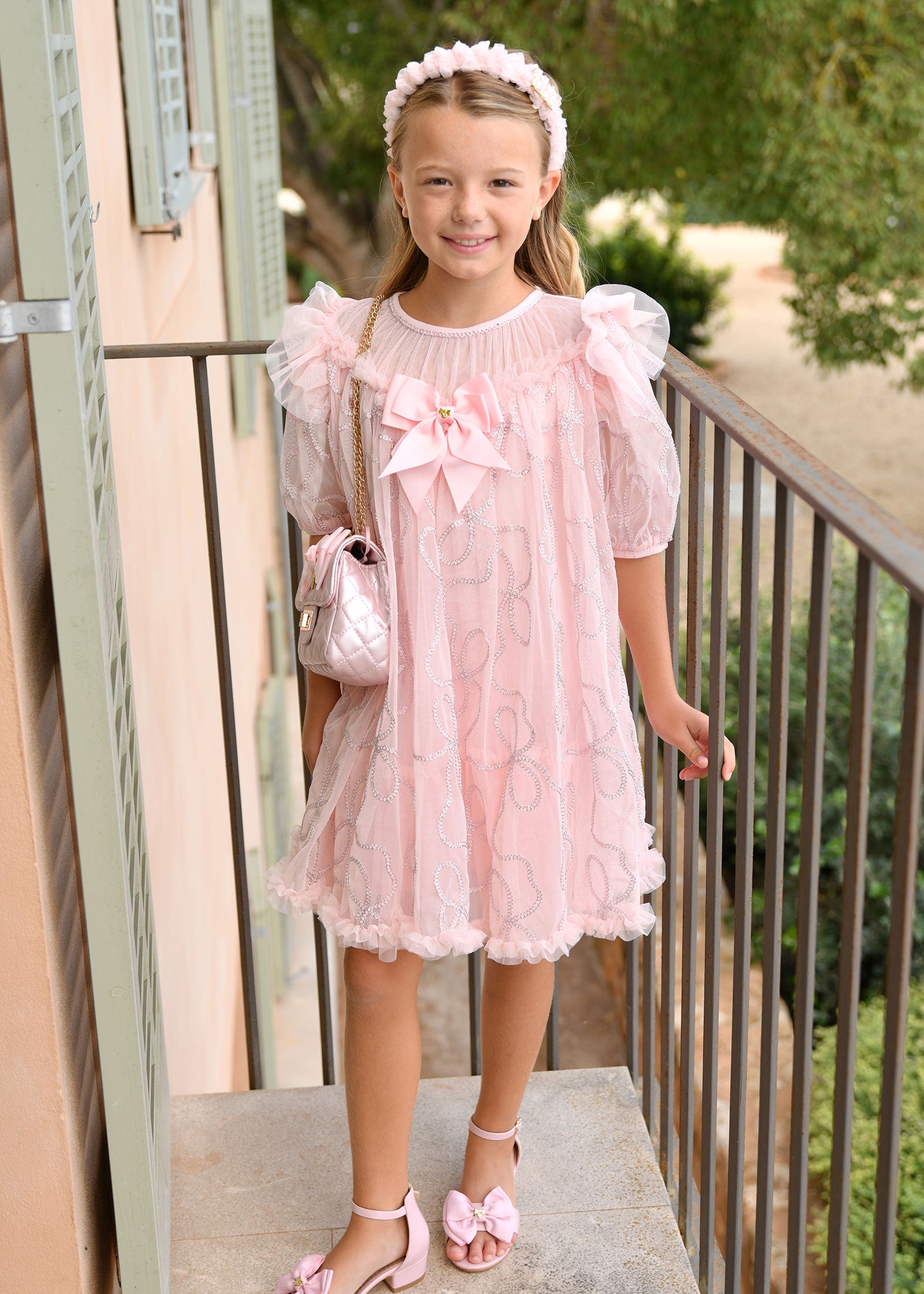 Isabella 3D Tulle Dress Pale Pink