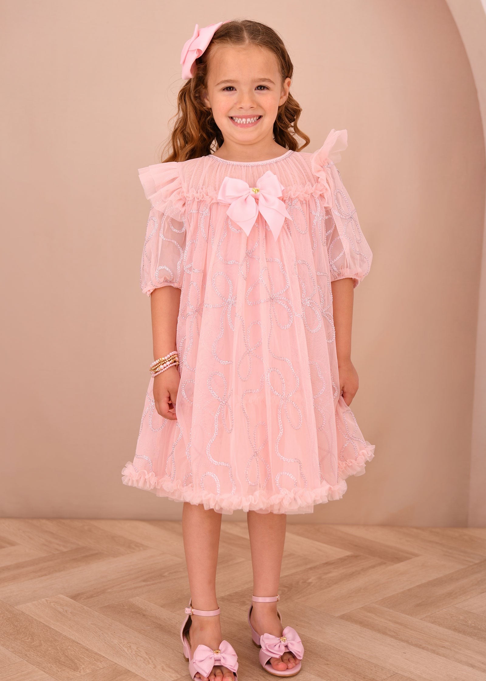 Isabella 3D Tulle Dress Pale Pink