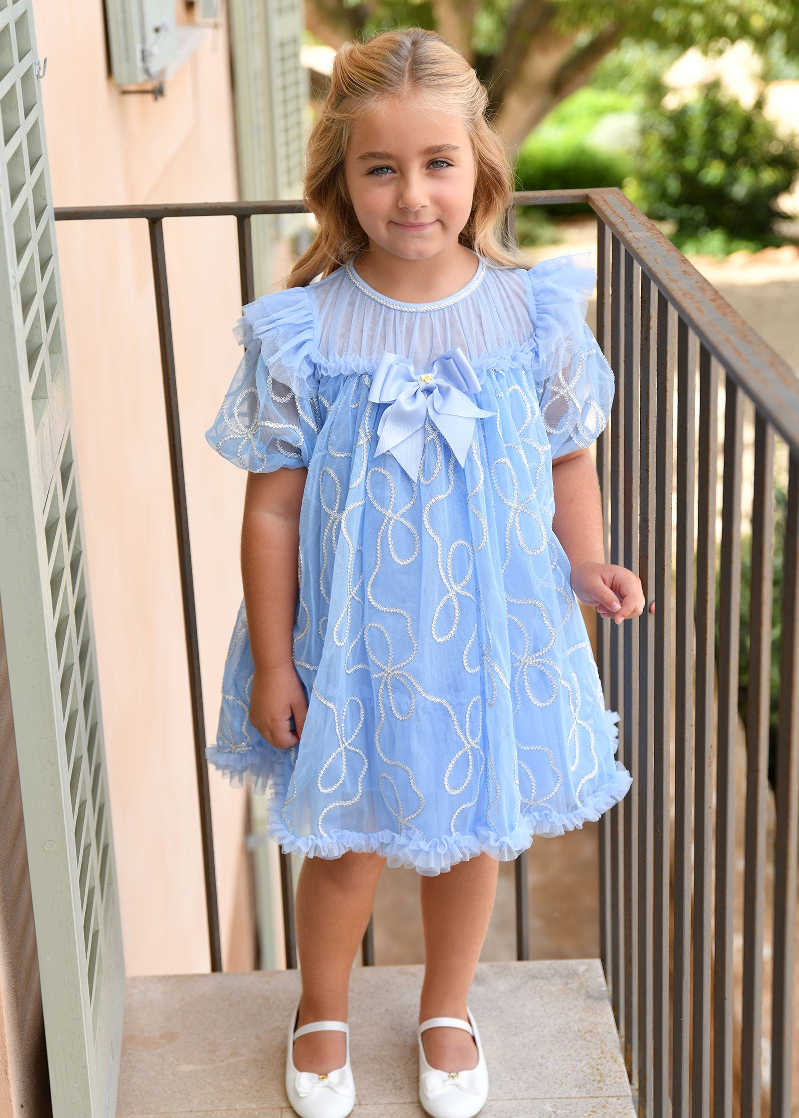 Isabella 3D Tulle Dress Pretty Blue