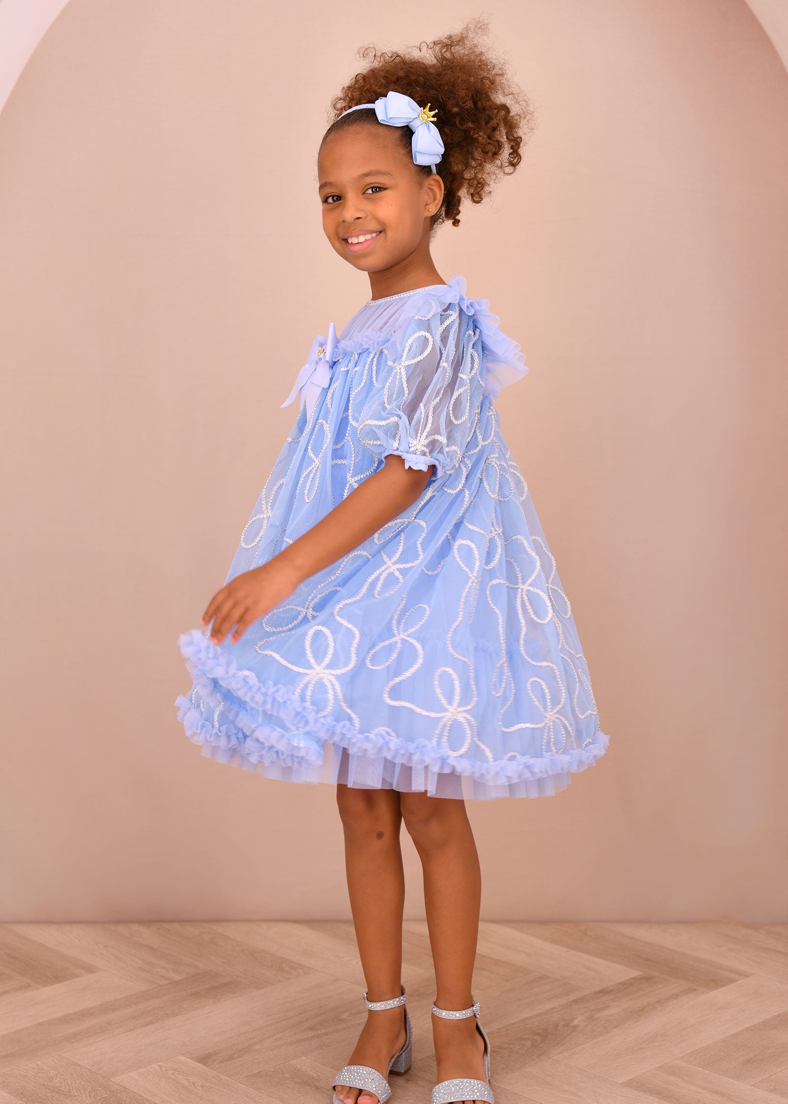 Isabella 3D Tulle Dress Pretty Blue