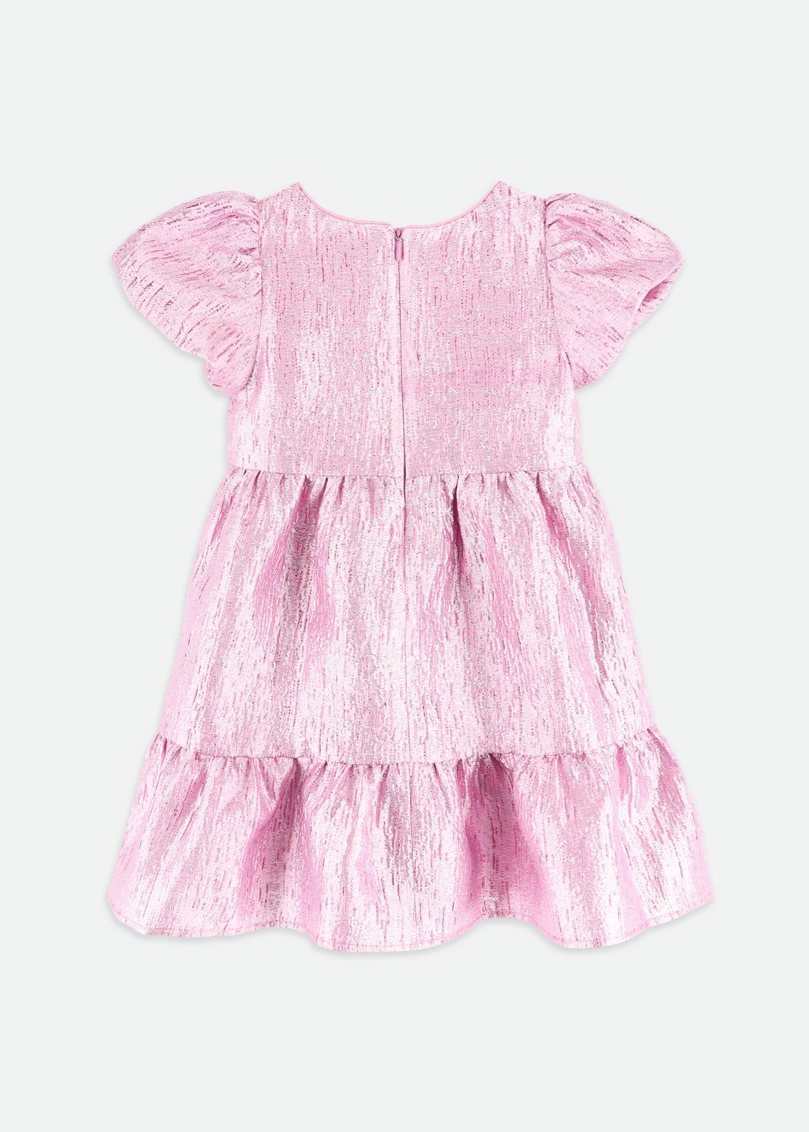 Isadora Metallic Tiered Dress Orchid Pink