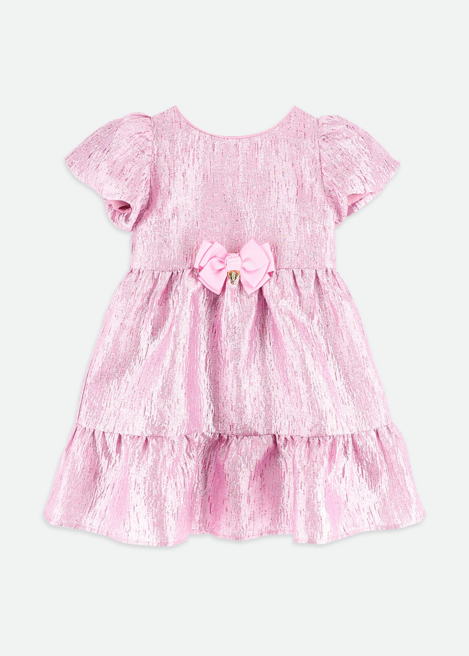 Isadora Metallic Tiered Dress Orchid Pink