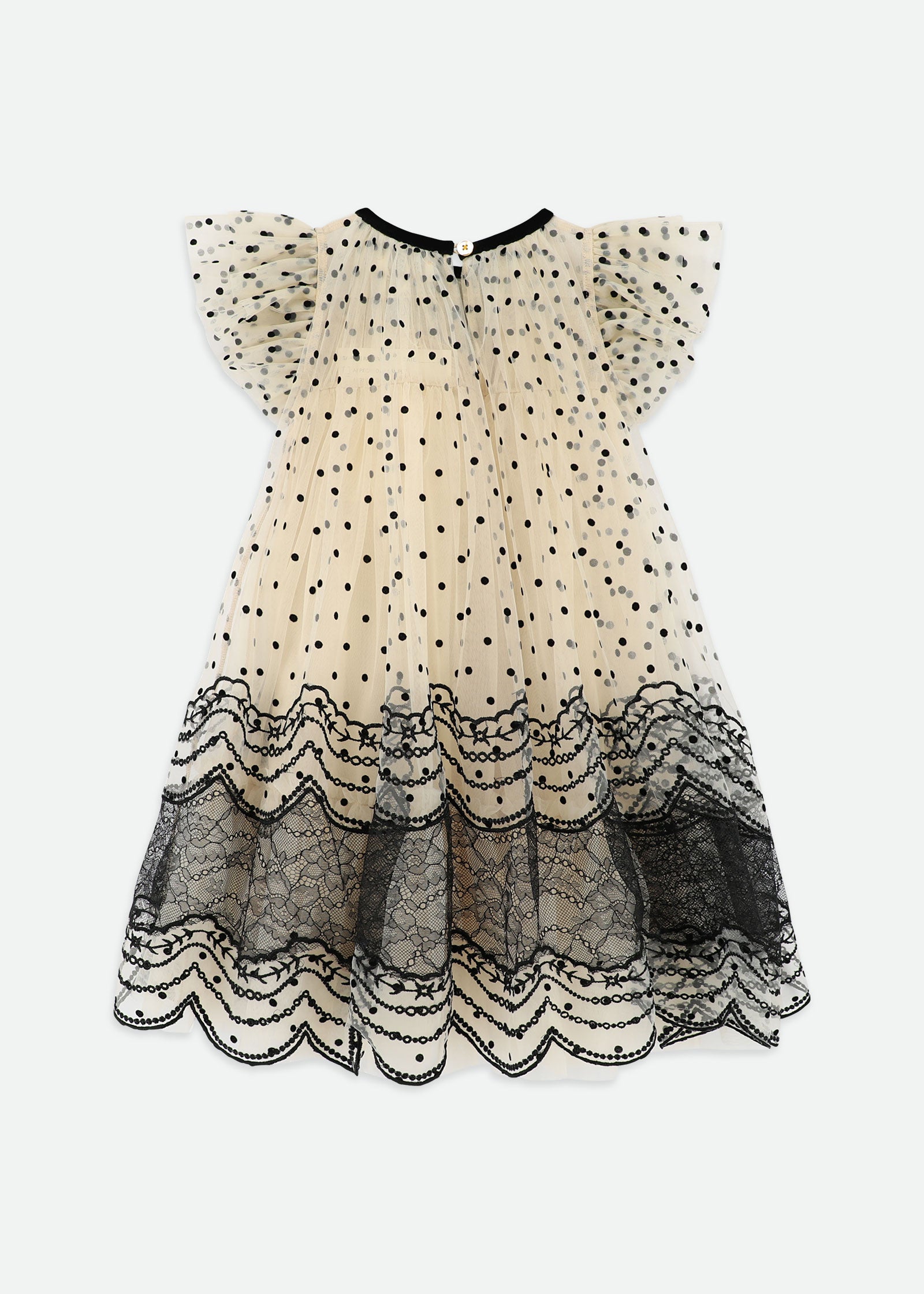Ivy Spot And Lace Dress Biscuit