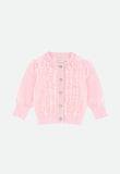 Izzy Spotted Tulle Ruffle Baby Cardigan Pale Pink