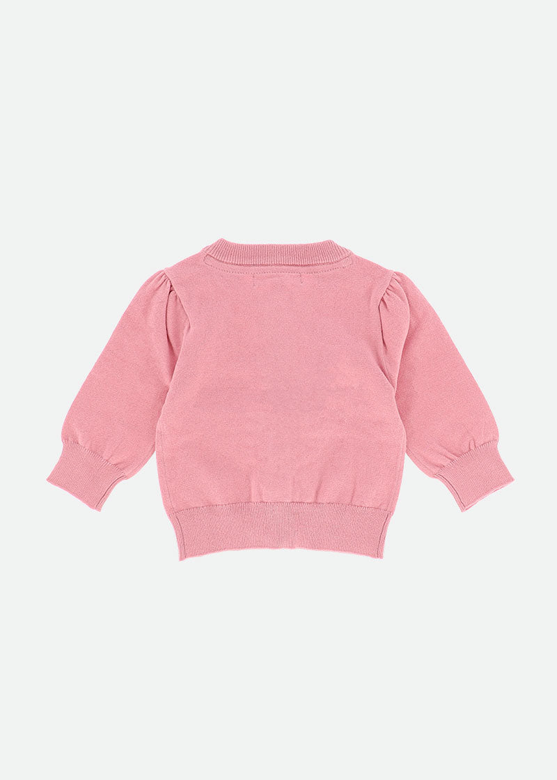 Izzy Tulle Ruffle Baby Cardigan Tea Rose