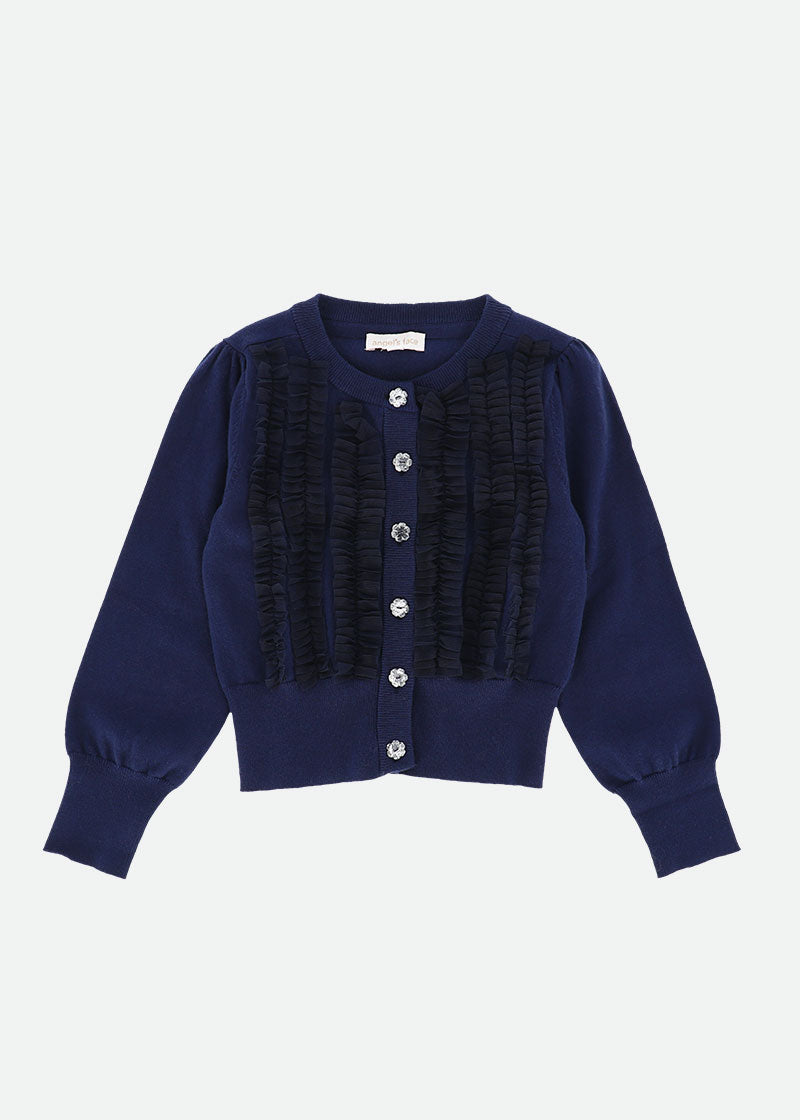 Izzy Tulle Ruffle Cardigan Navy