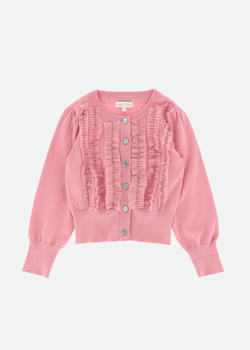 Izzy Tulle Ruffle Cardigan Tea Rose