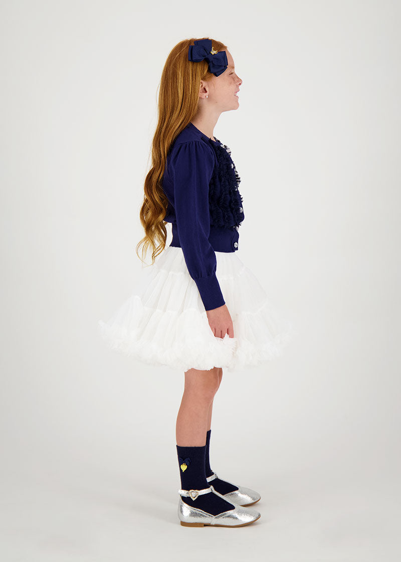 Izzy Tulle Ruffle Cardigan Navy