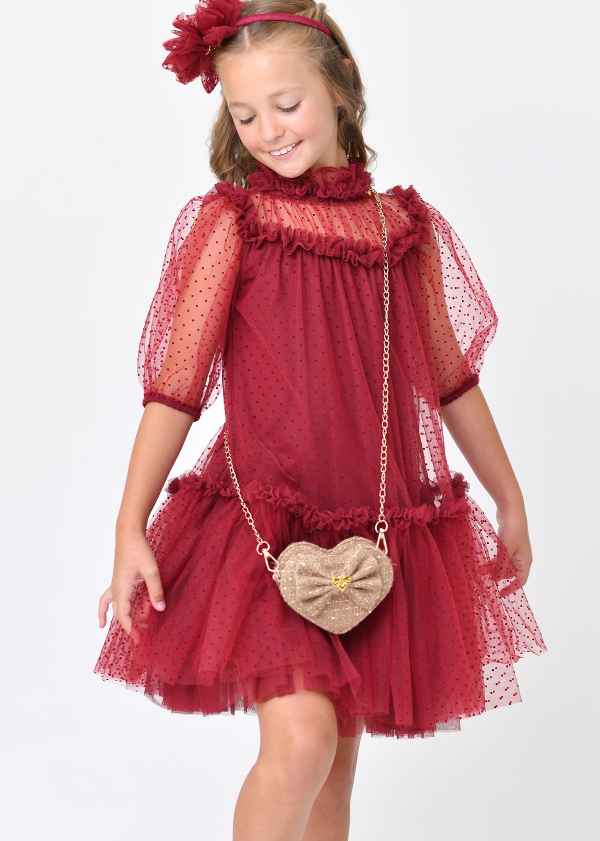 Jade Tweed Heart Handbag Toffee