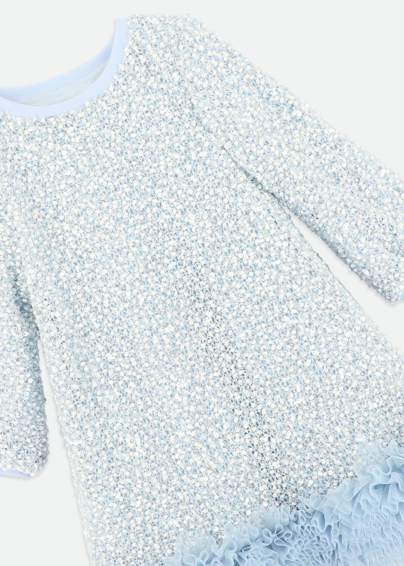 Jeanette Boucle Sequin Dress Pale Blue