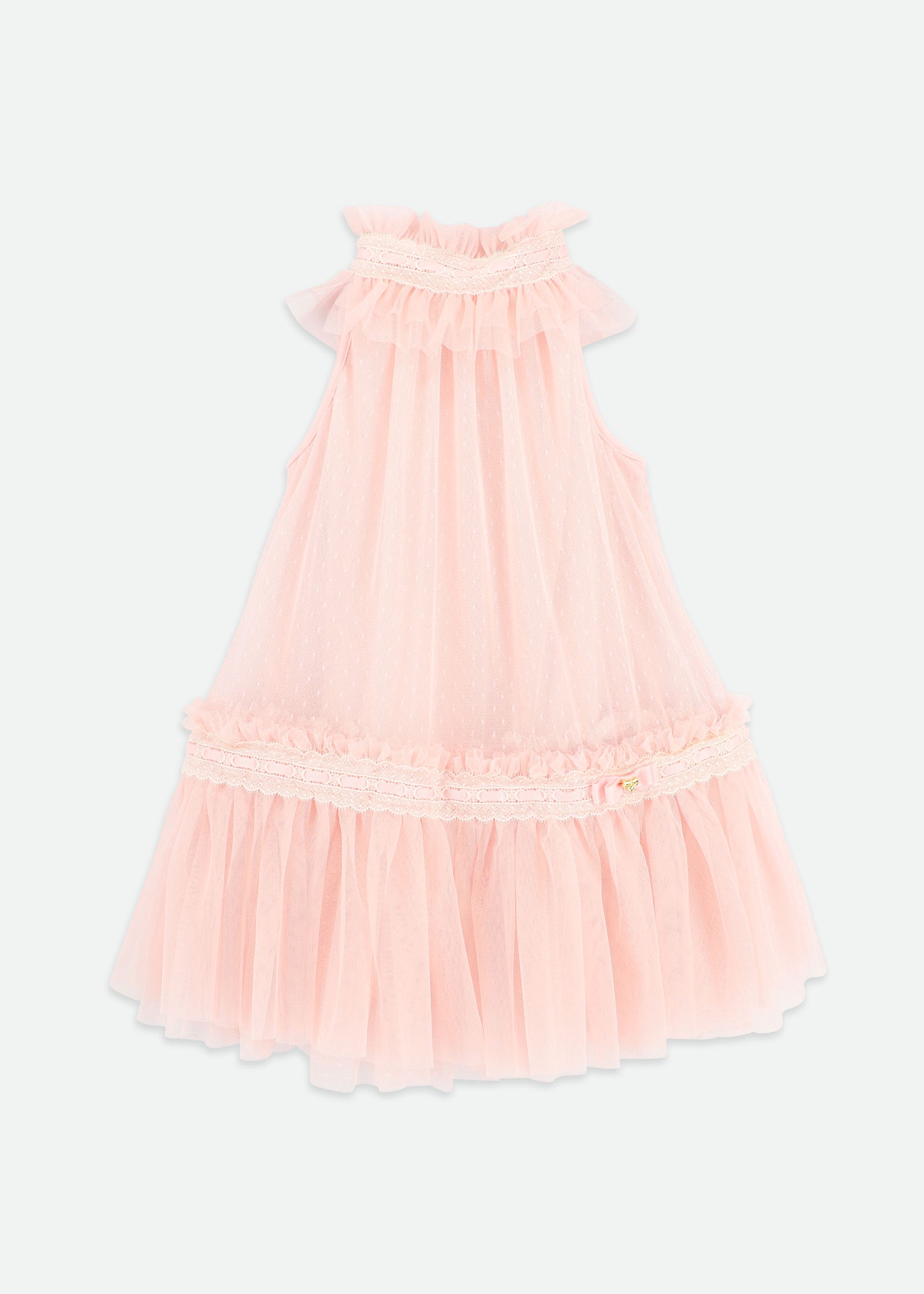 Jenny Spotted Tulle Lace Trim Dress Pale Pink