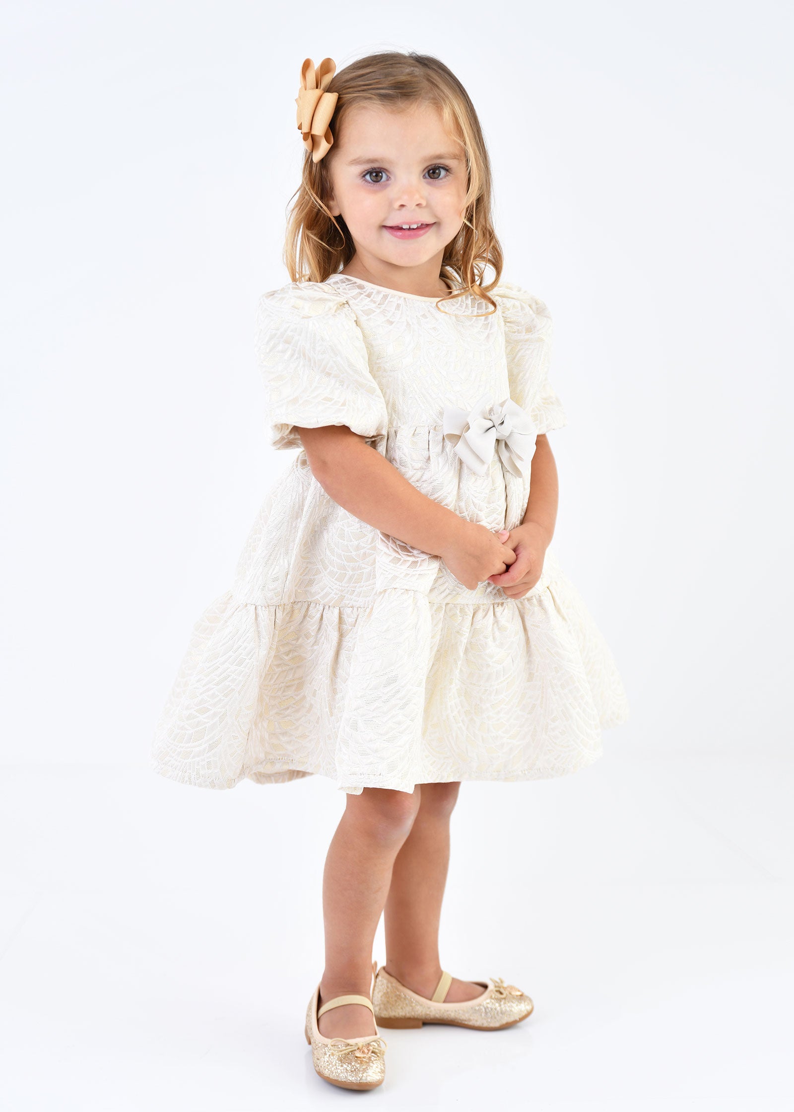 Jordan Baby Jacquard Dress Gold Angel's Face Jordan Baby Jacquard Dress Gold Angel's Face