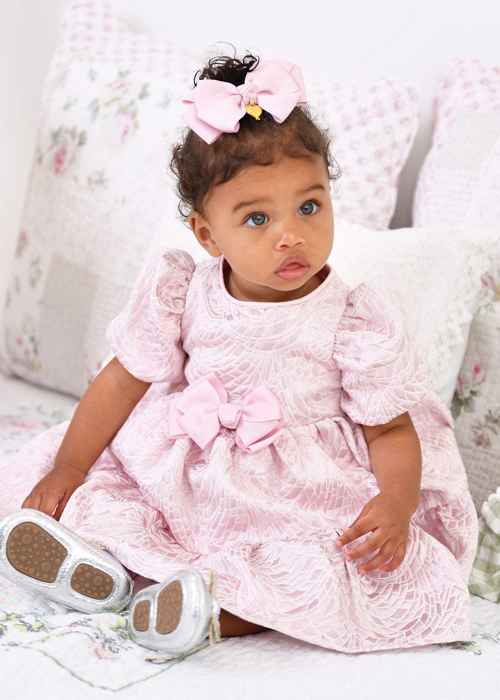 Jordan Baby Jacquard Dress Pale Pink