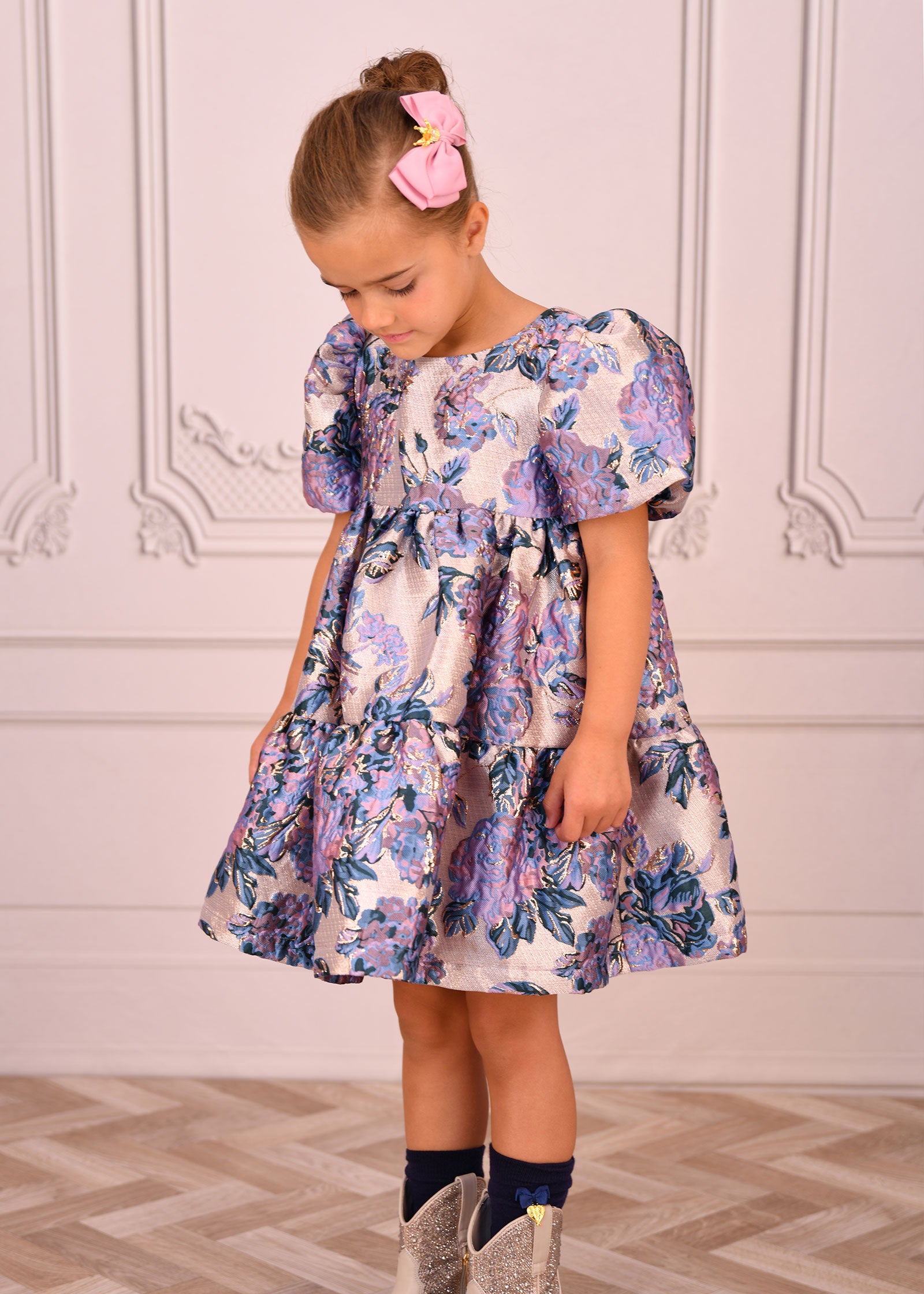 Jordan Flower Jacquard Dress Lilac Rose