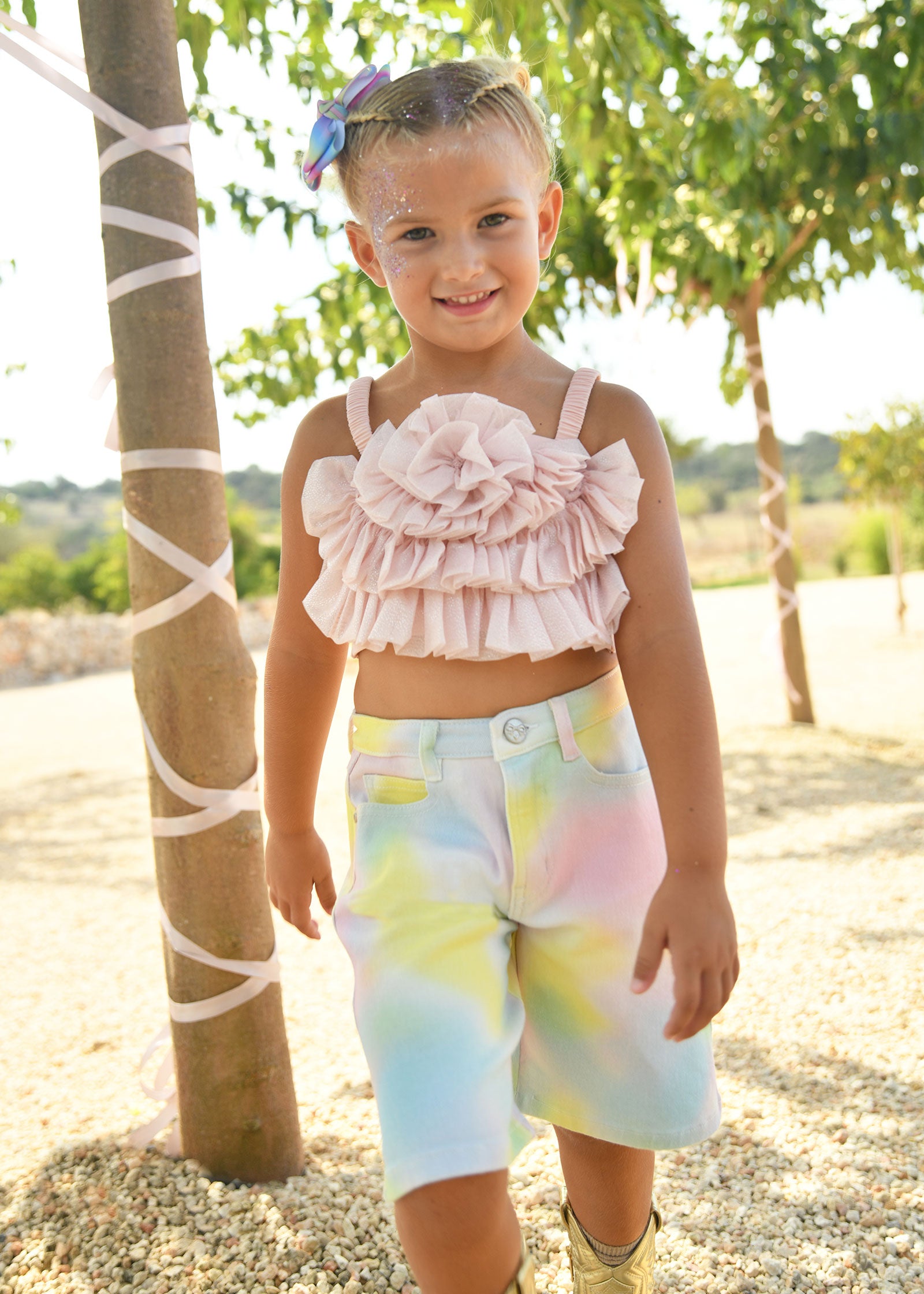 Rosetta Sparkle Tulle Top Sweet Blush