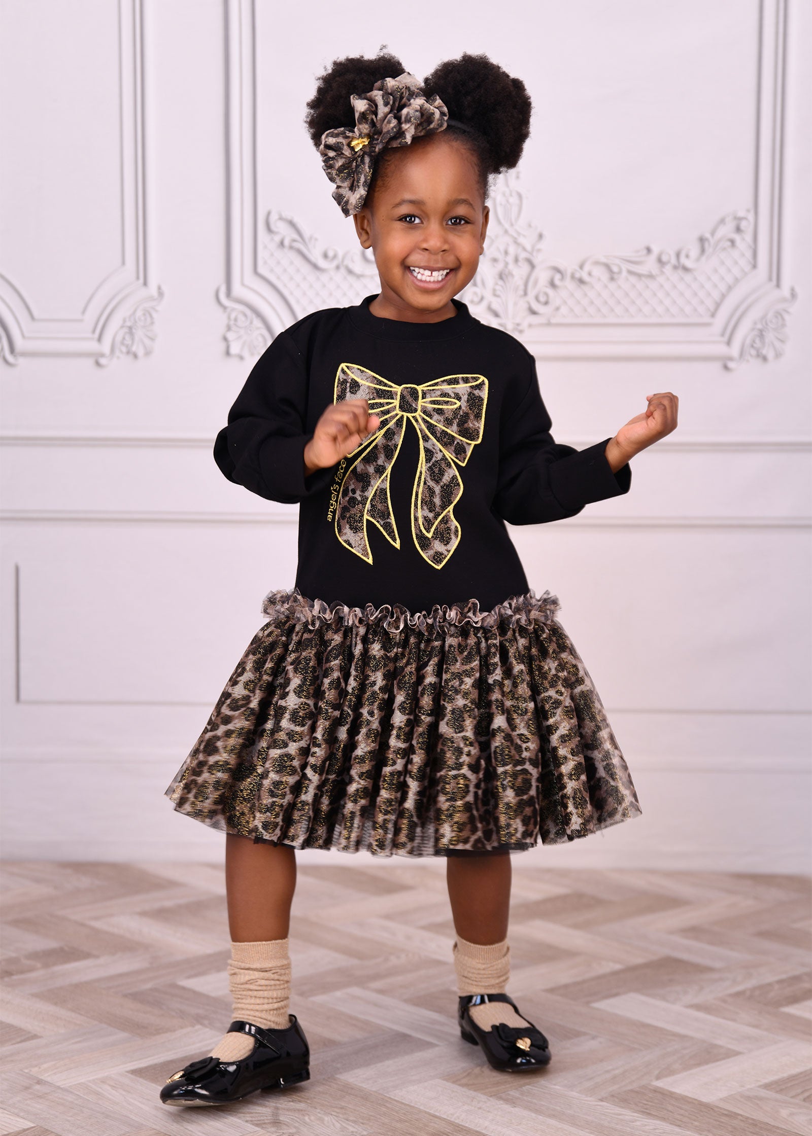 Juniper Sweat Dress With Bow Black