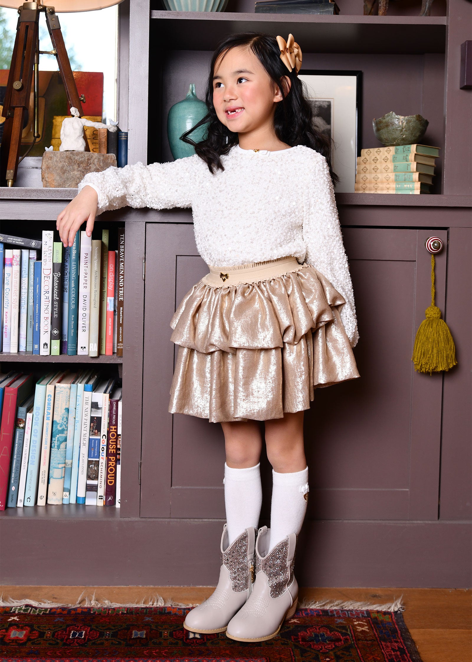 Kazzie Metallic Puff Skirt Gold