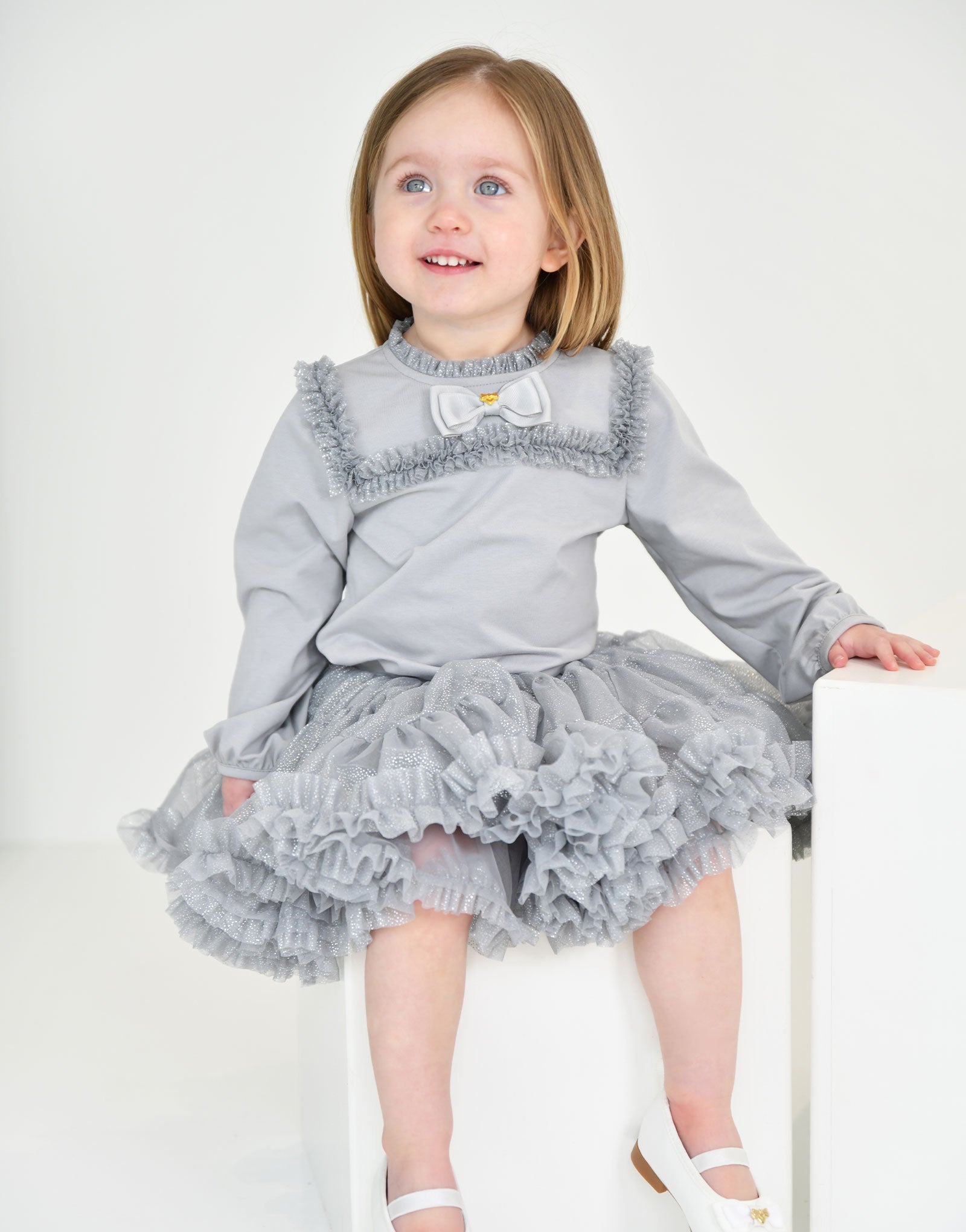 Kitty Sparkle Tulle Baby Tutu Grey