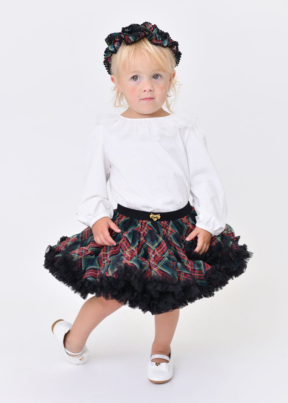 Elara Frill Collar Baby Top Snowdrop