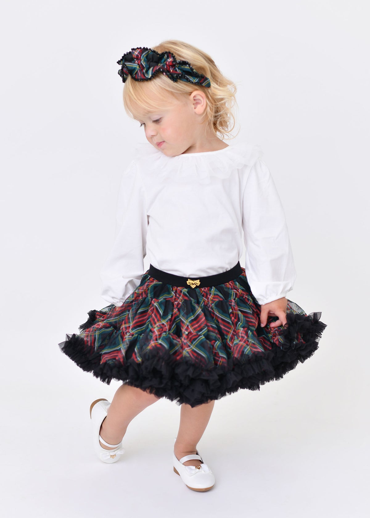 Elara Frill Collar Baby Top Snowdrop
