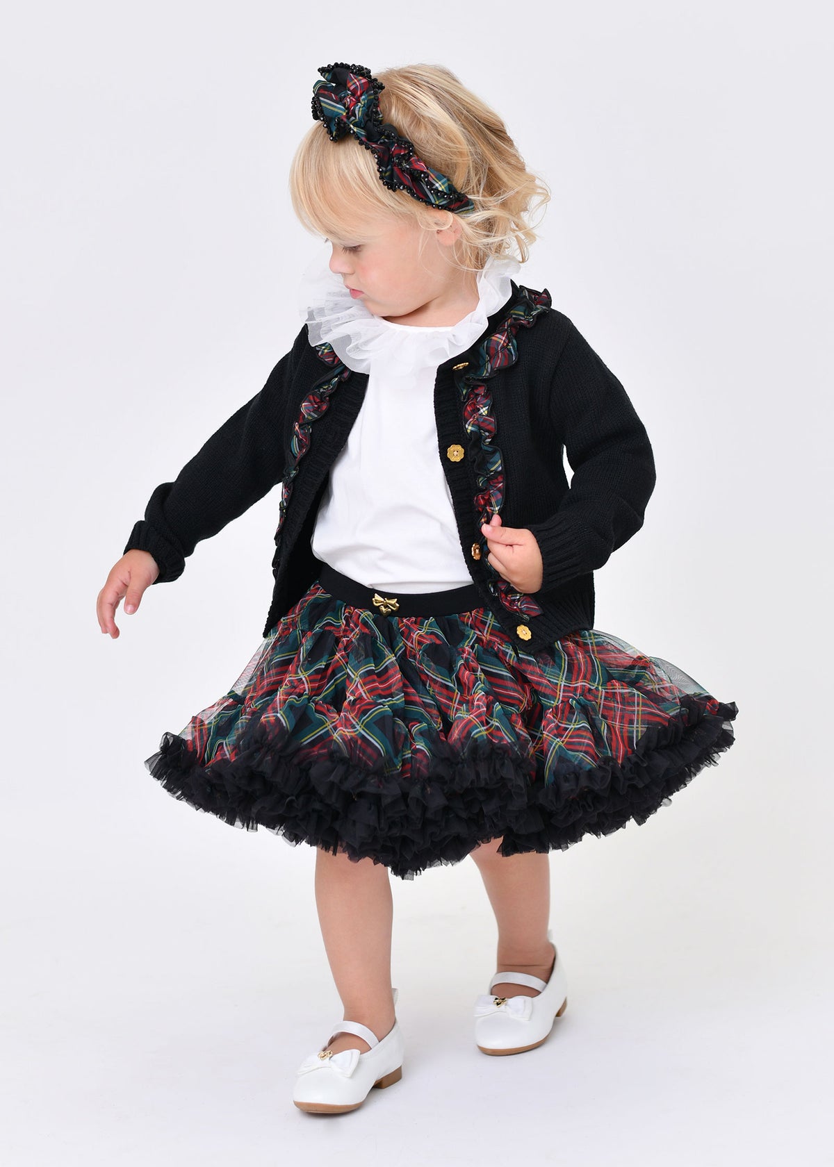 Kitty Tartan Baby Tutu Black
