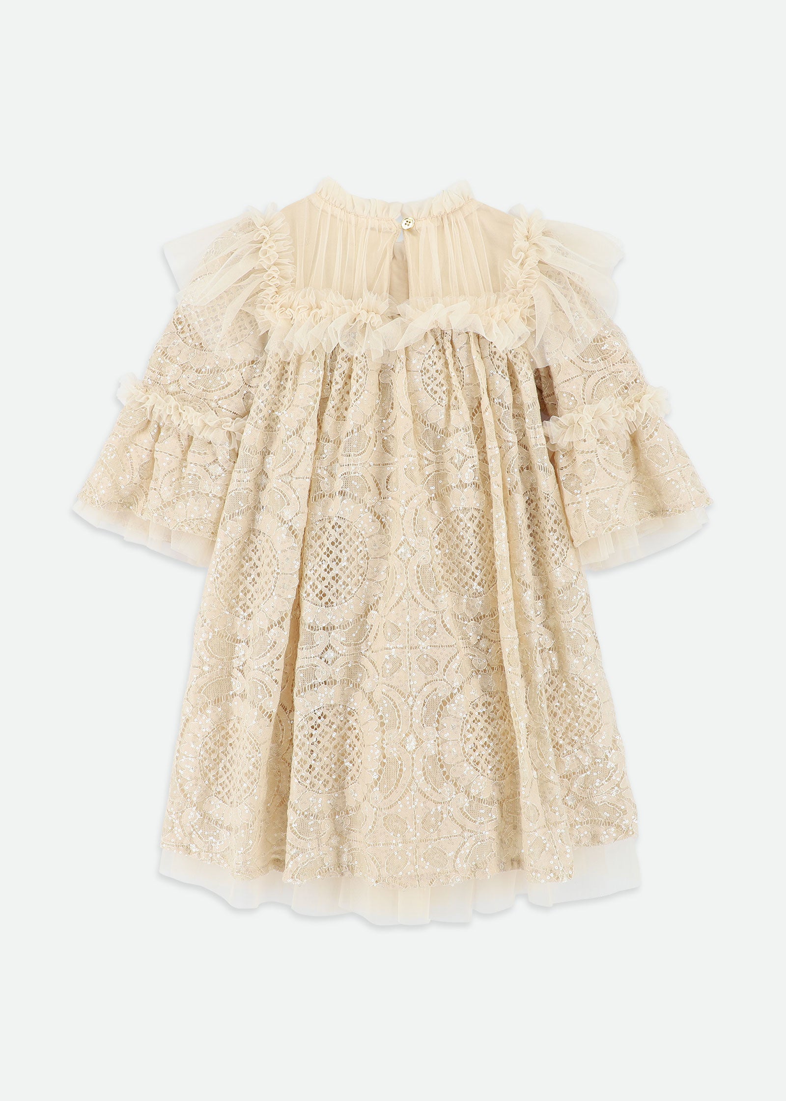 Kristi L/S Sequin Lace Dress Biscuit