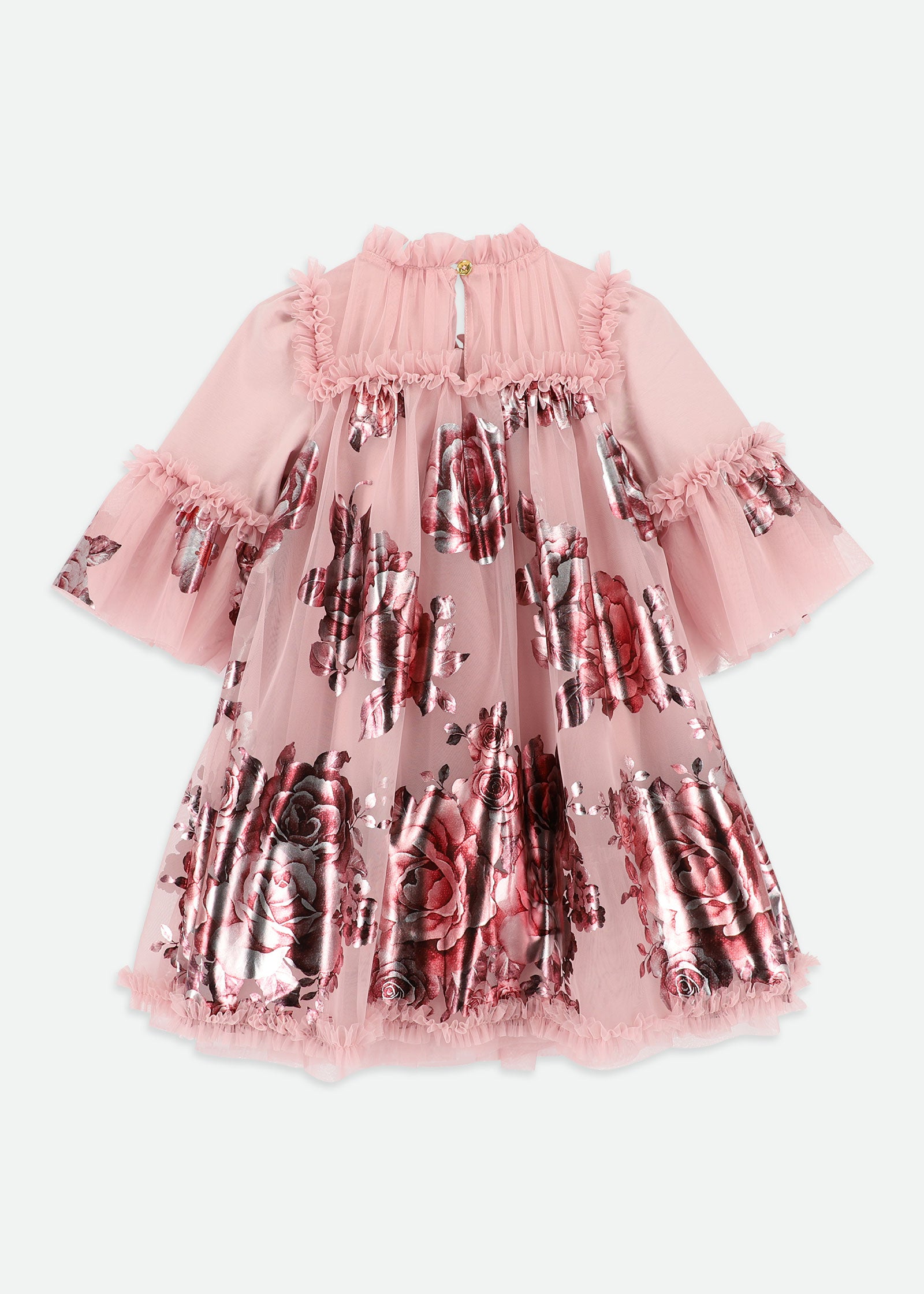 Kristi Foil Border Print Dress Vintage Rose