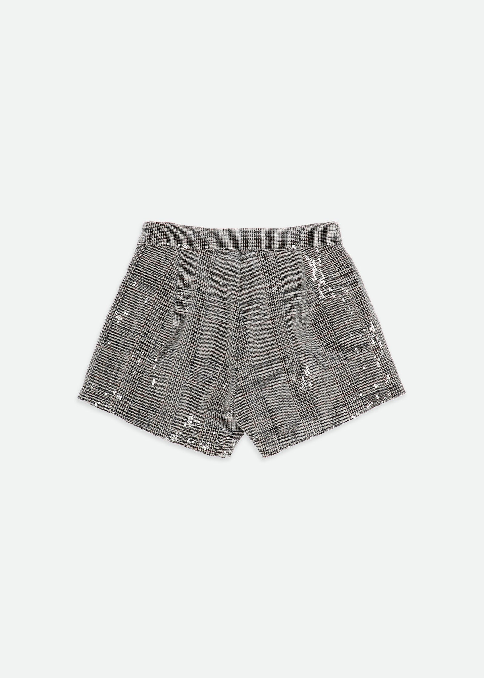 Laetitia Check Sequin Shorts Grey