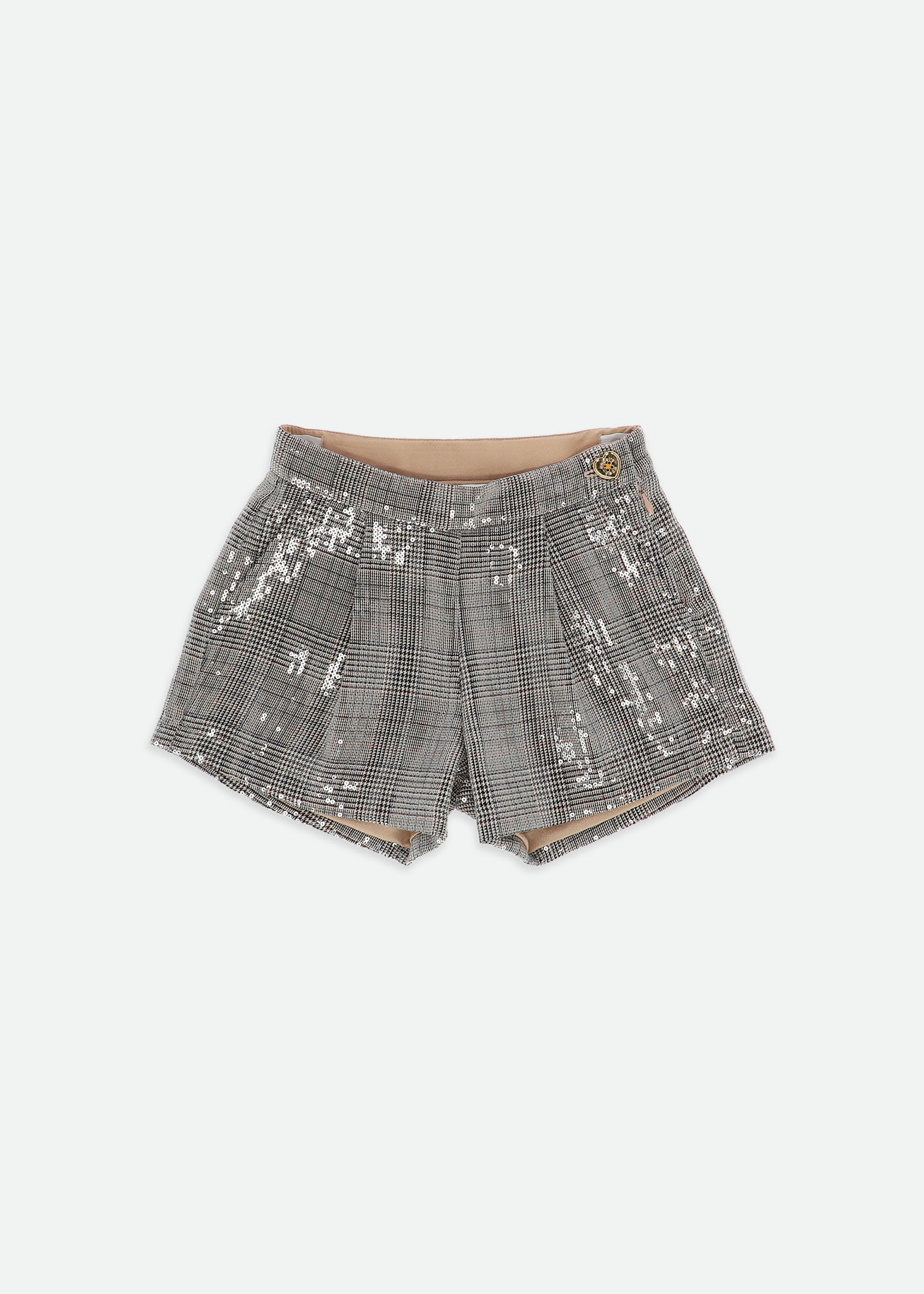 Laetitia Check Sequin Shorts Grey