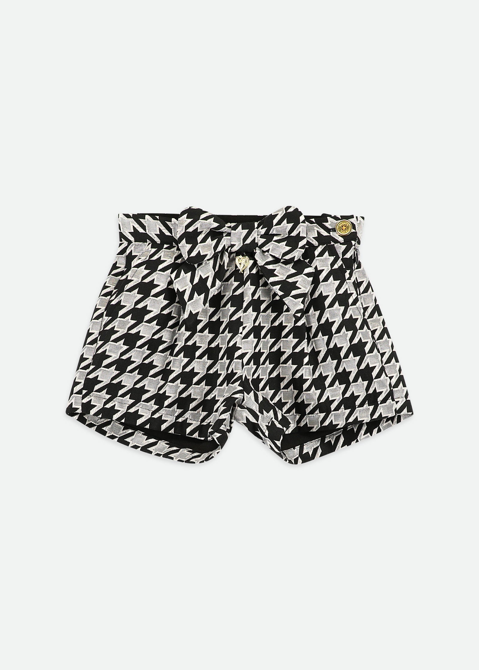 Laetitia Houndstooth Shorts with Bow Black