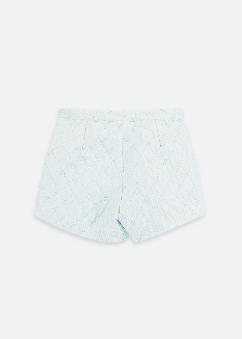 Laetitia Metallic Flower Shorts Pale Blue