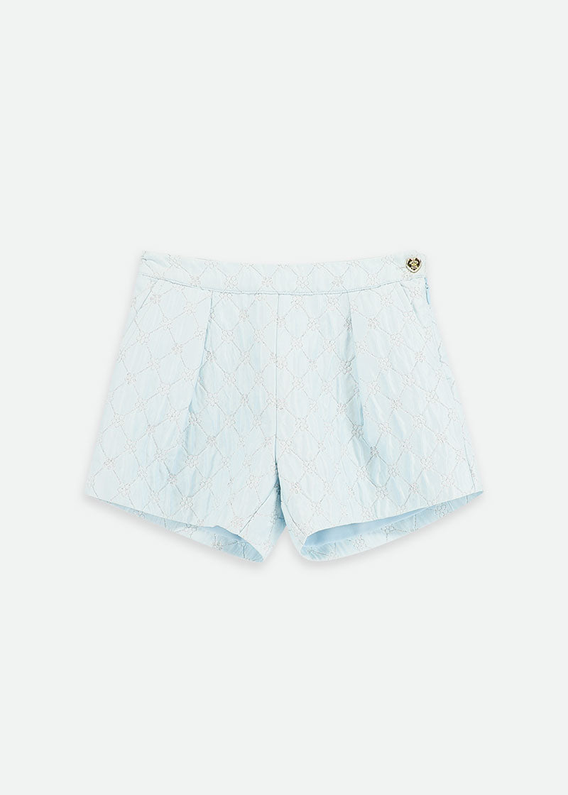 Laetitia Metallic Flower Shorts Pale Blue