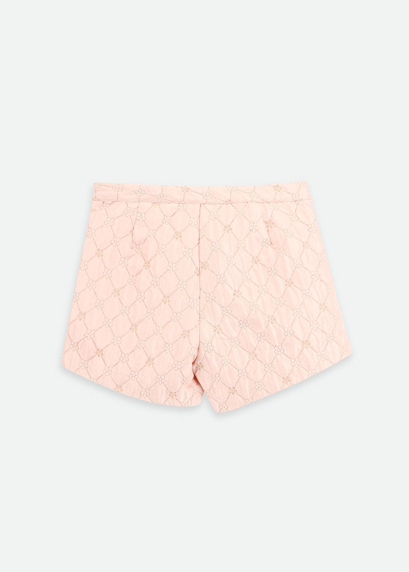 Laetitia Metallic Flower Shorts Blush Pink