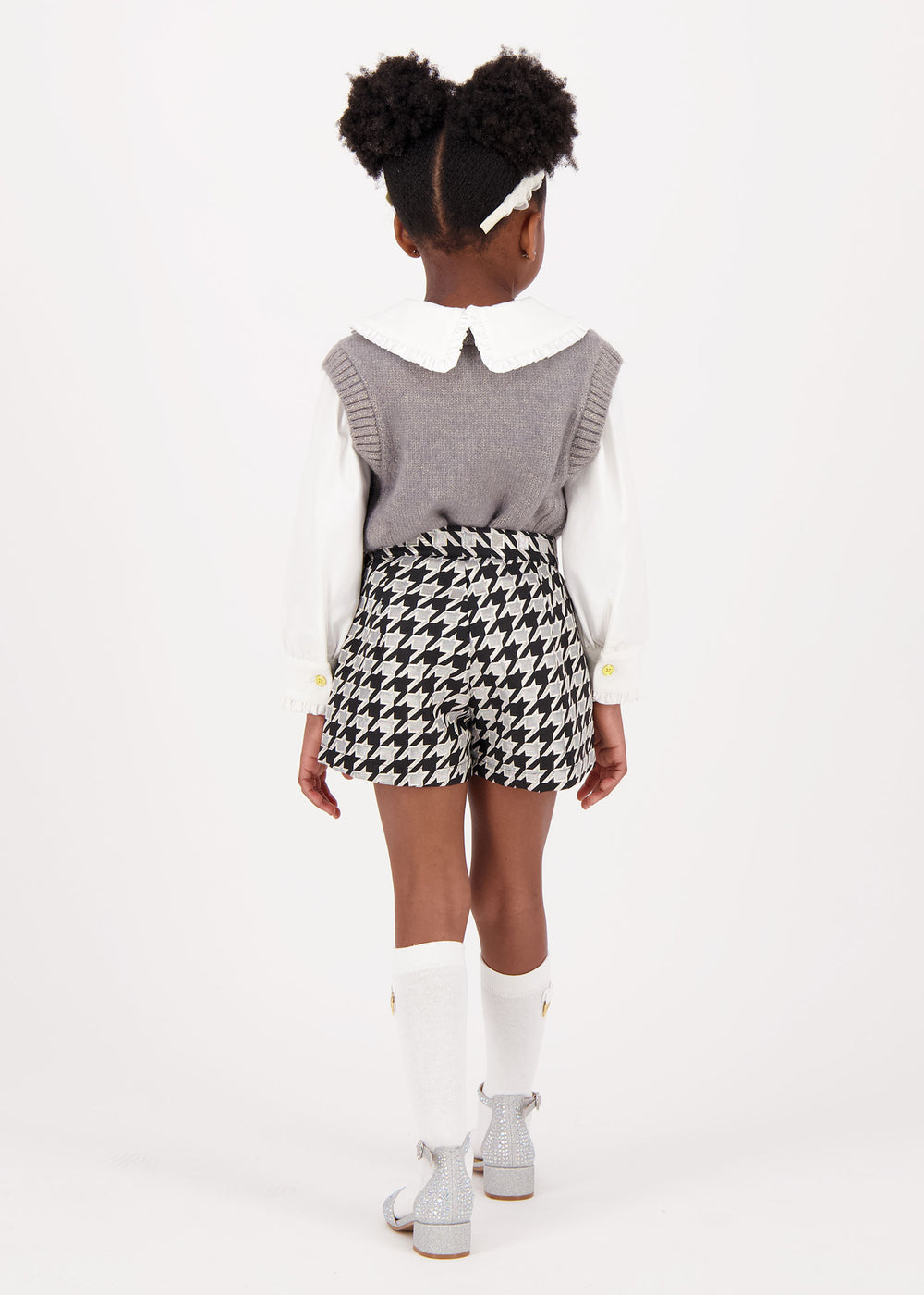 Laetitia Houndstooth Shorts with Bow Black