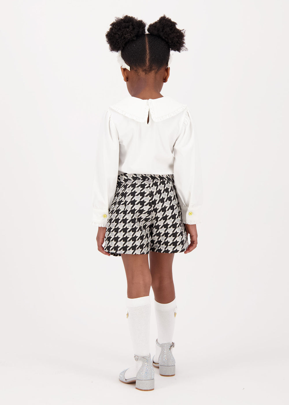 Laetitia Houndstooth Shorts with Bow Black