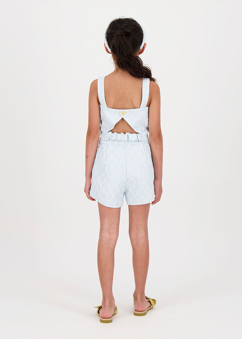 Laetitia Metallic Flower Shorts Pale Blue