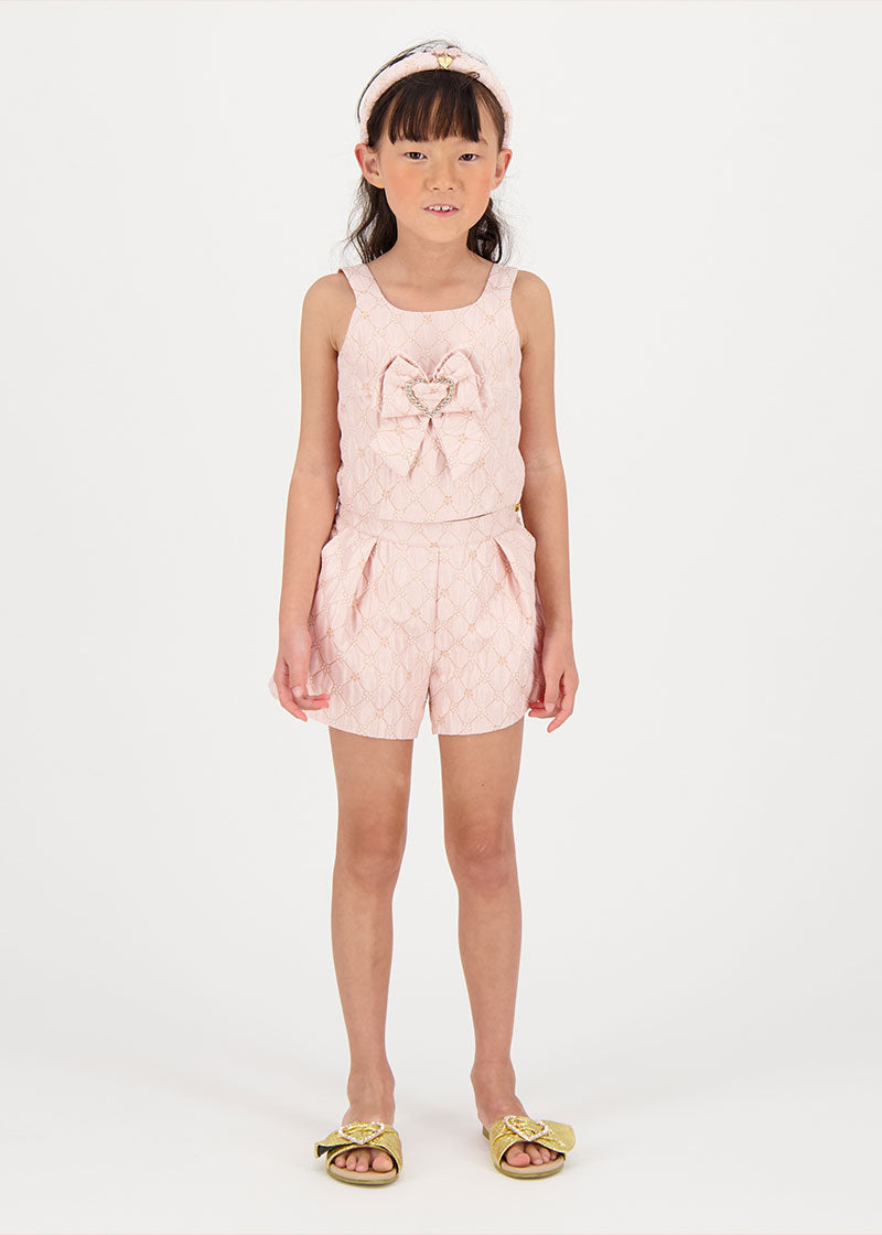 Laetitia Metallic Flower Shorts Blush Pink