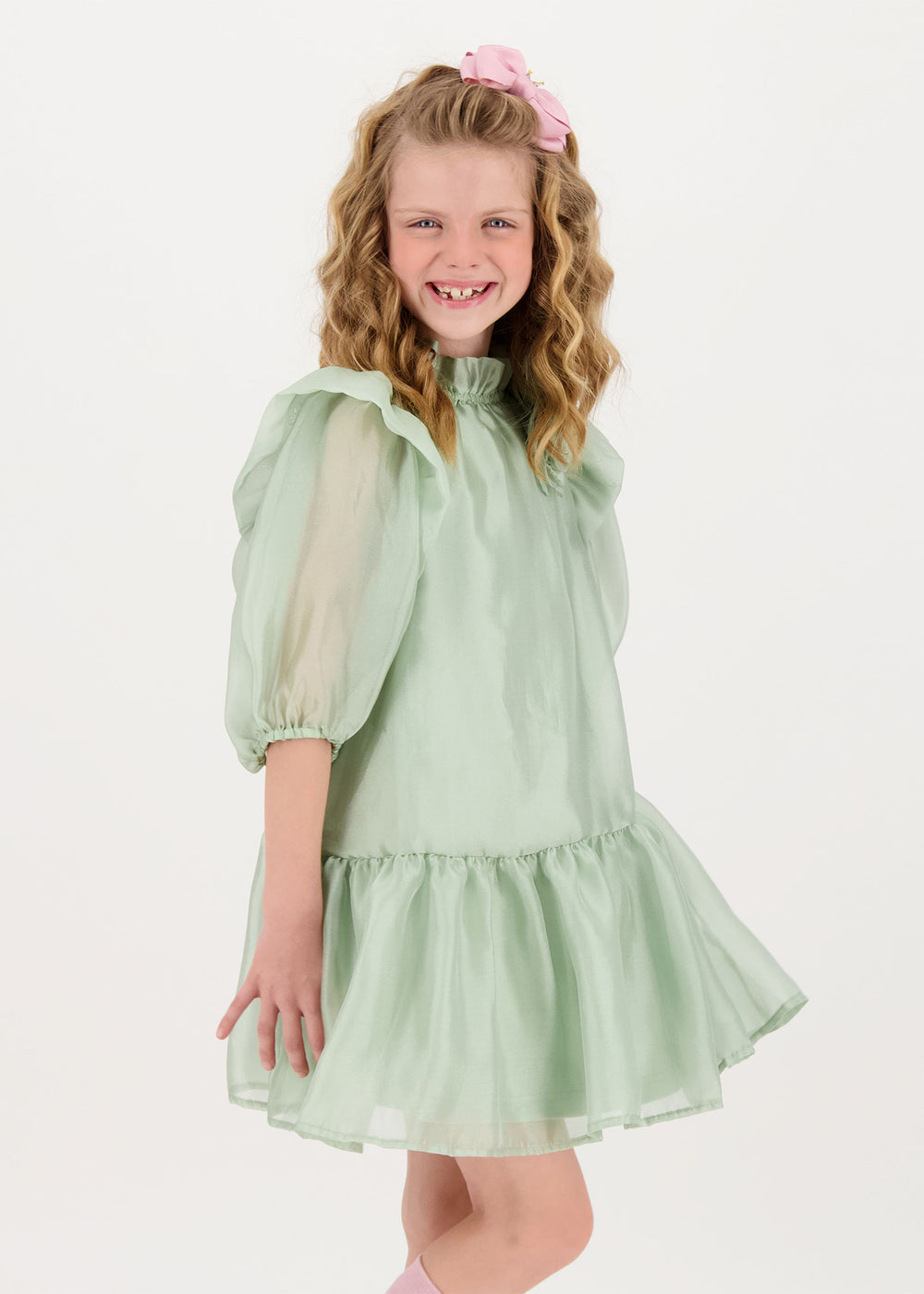 Lark Rose Trim Dress Sage Green