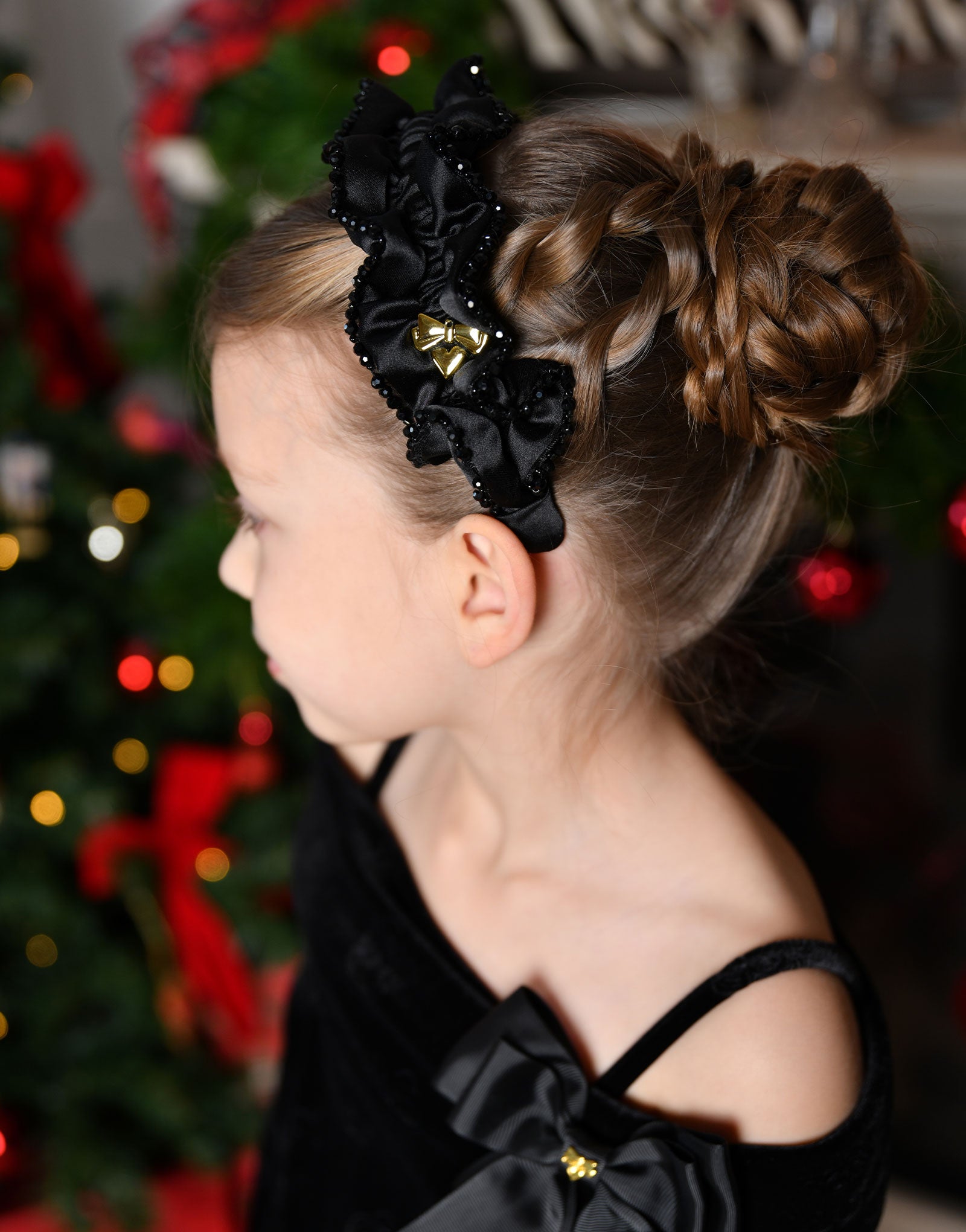 Lavinia Beaded Trim Headband Black