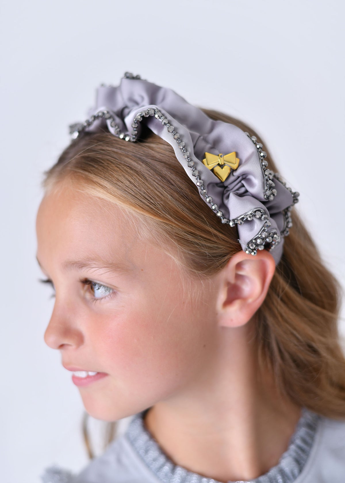 Lavinia Beaded Trim Headband Grey
