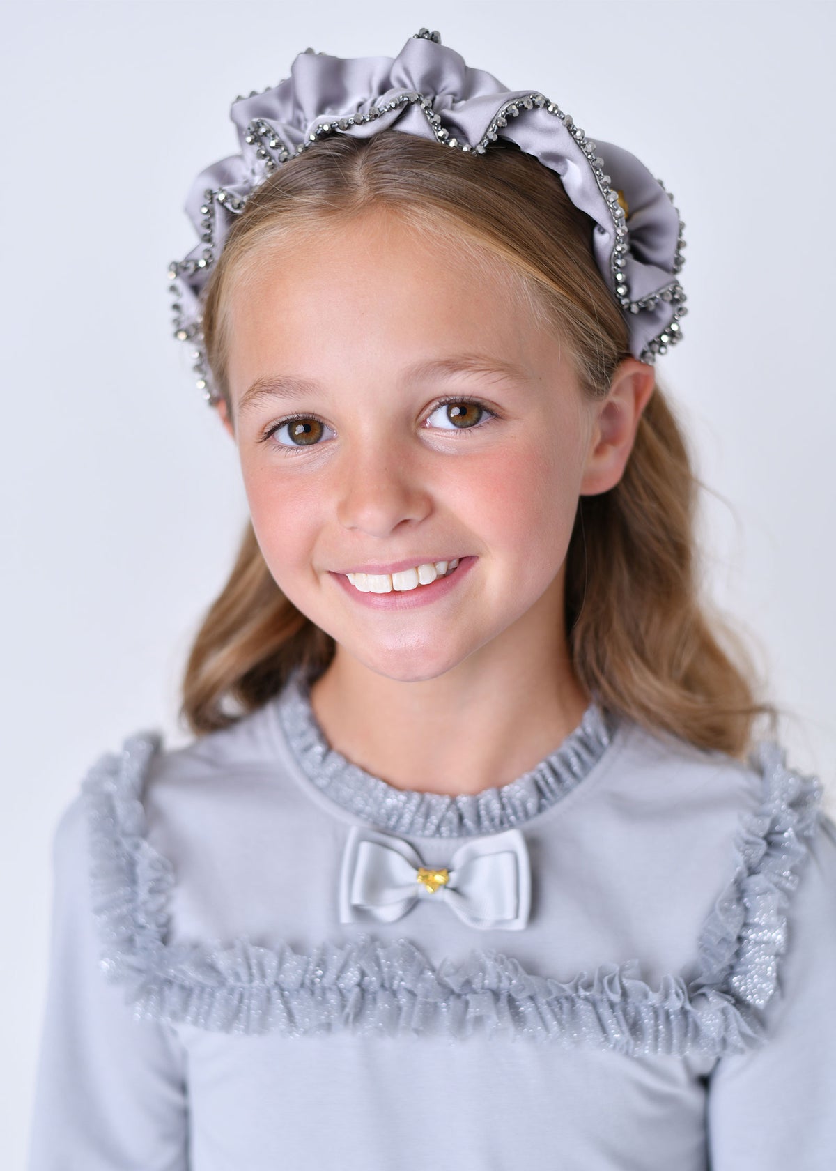 Lavinia Beaded Trim Headband Grey