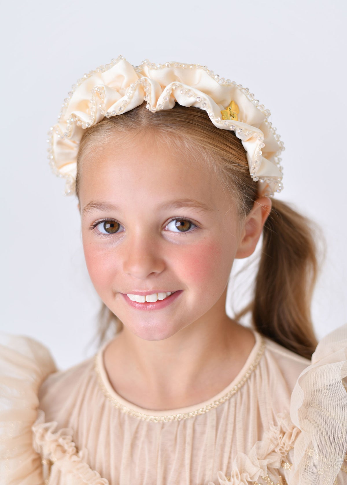 Lavinia Beaded Trim Headband Vanilla