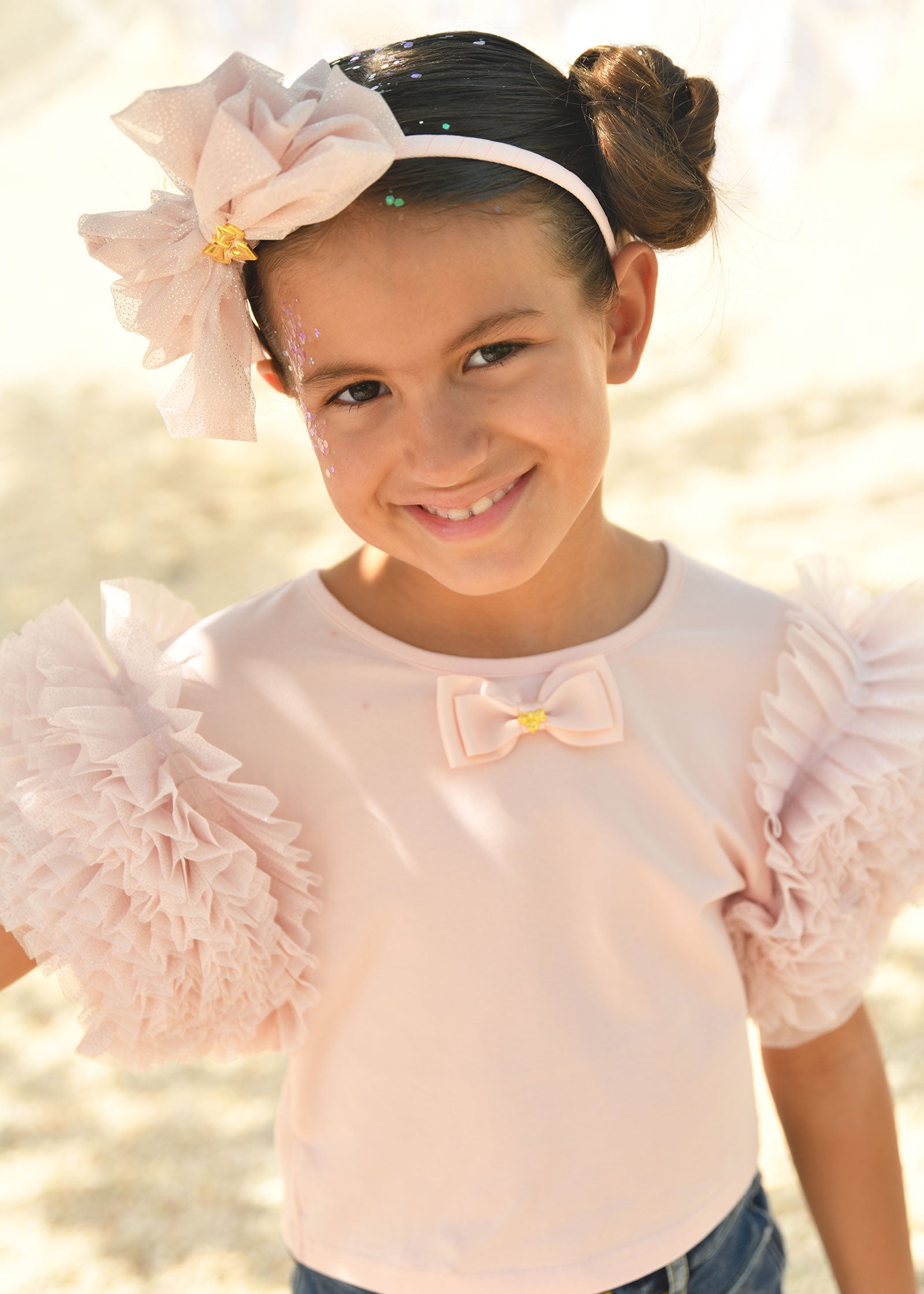 Gladys Sparkle Tulle Headband Sweet Blush