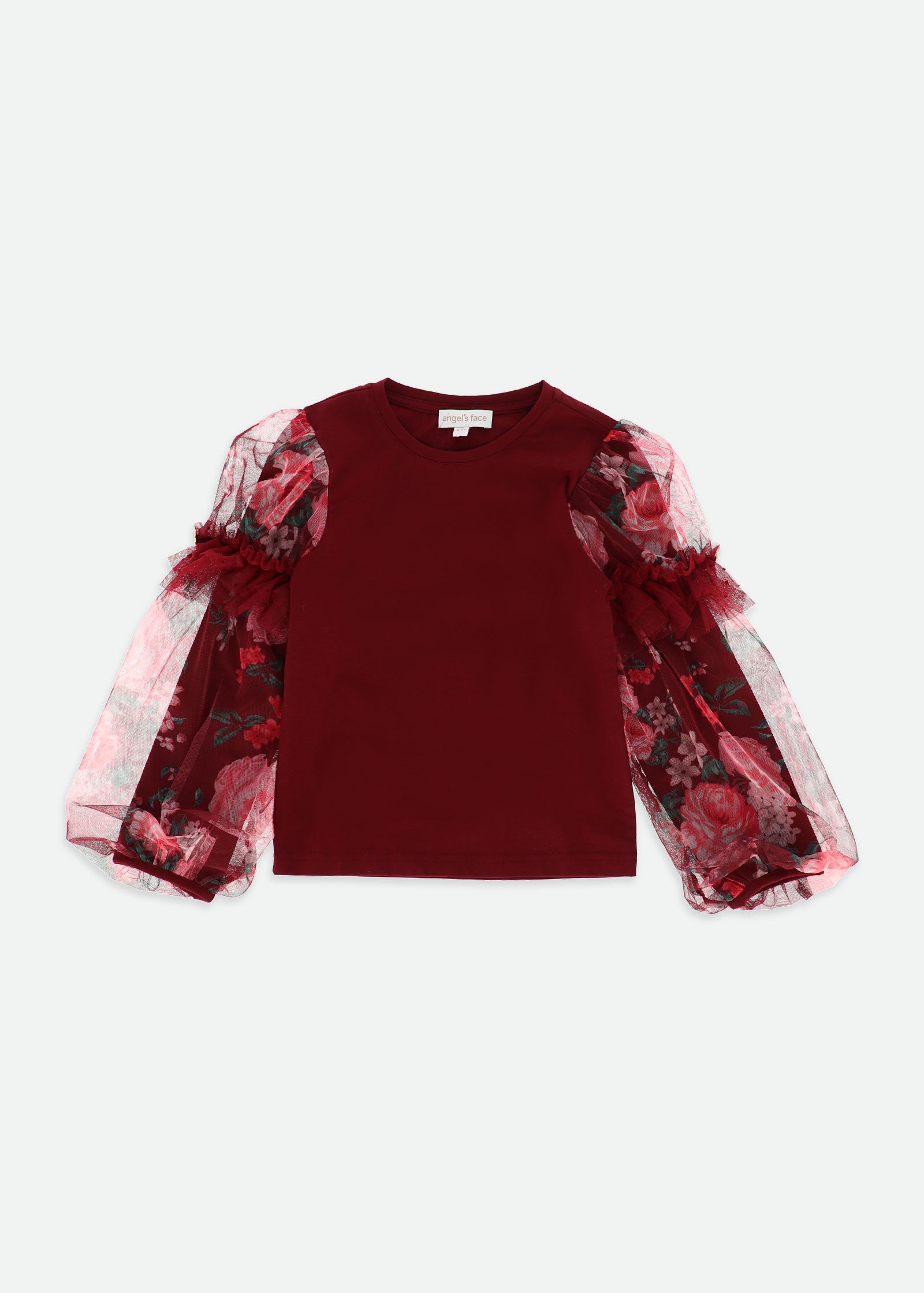 Lila Mixed Tulle Sleeve Top Port