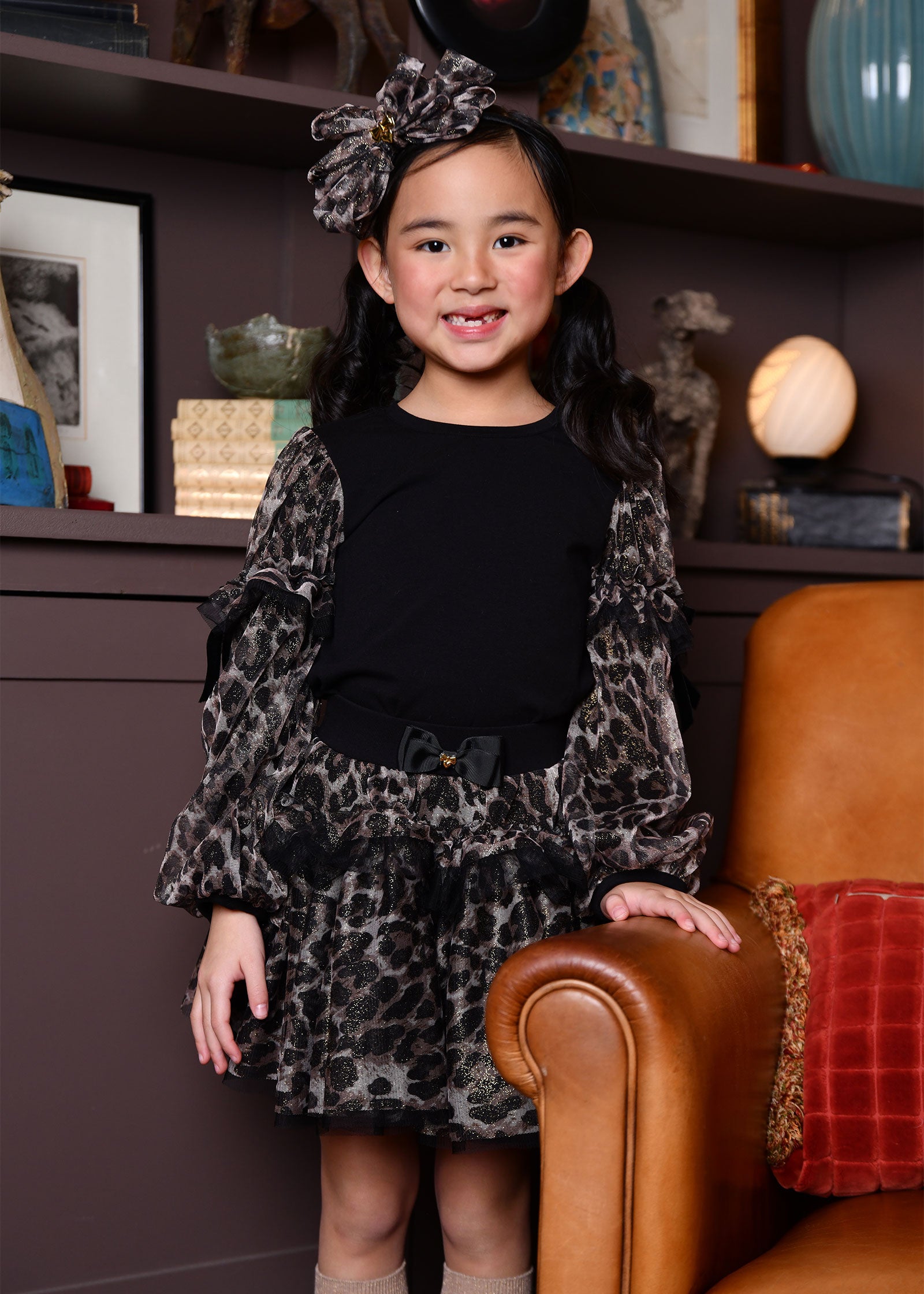 Gladys Bow Aliceband Black Leopard