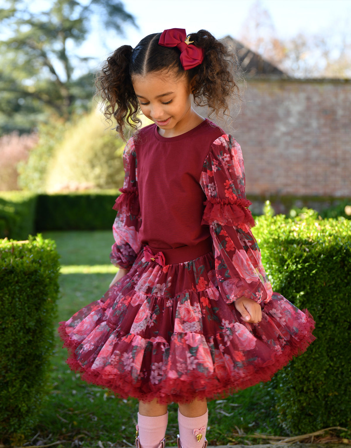 Lila Mixed Tulle Sleeve Top Port
