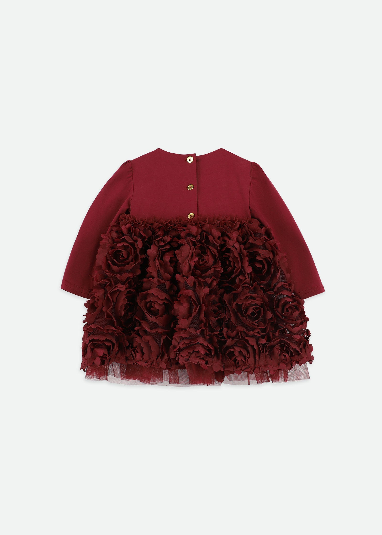 Lively Baby 3D Roses Dress Burgundy