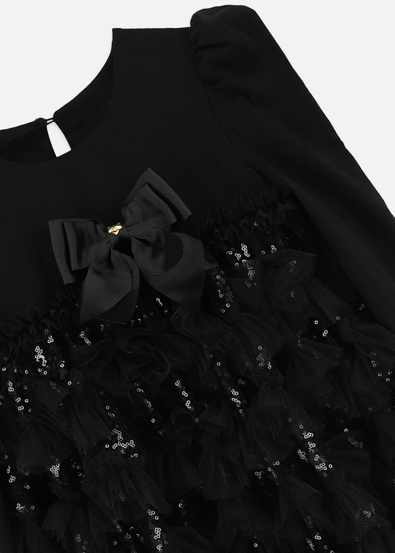 Lively Sequin Tulle Dress Black